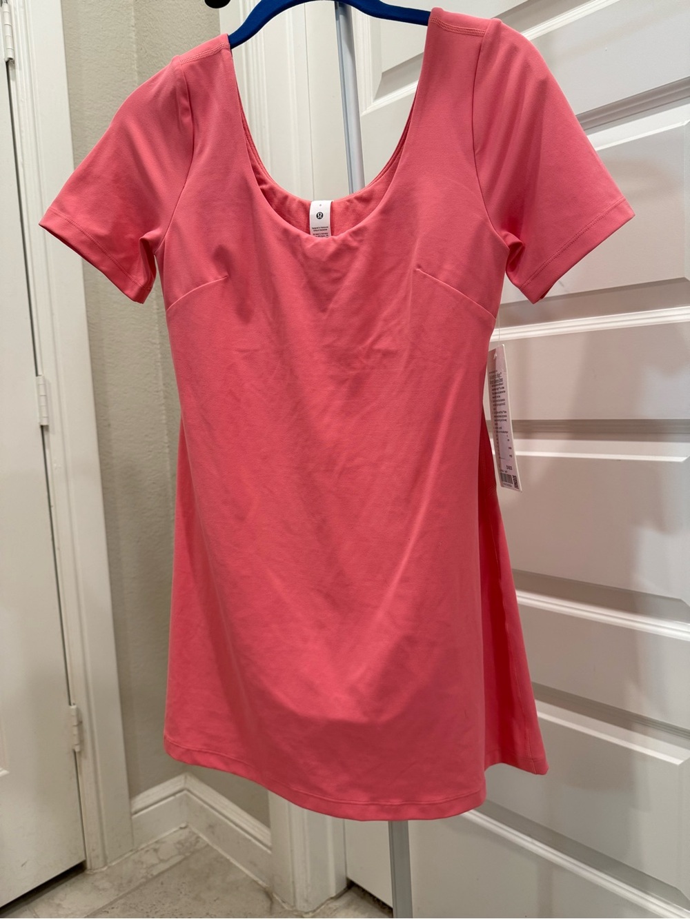 Pink Scoop Neck Short Sleeve Dress